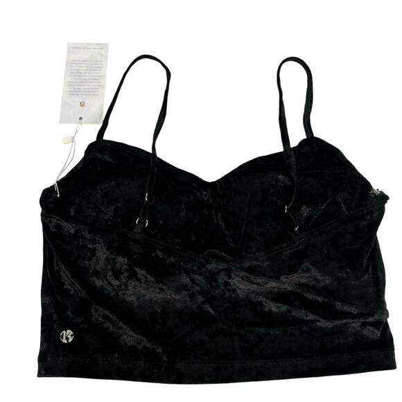 BuffBunny Velvet Cropped Glam Tank Top Black Adjustable Straps Size M Y2K NWT - Picture 4 of 11